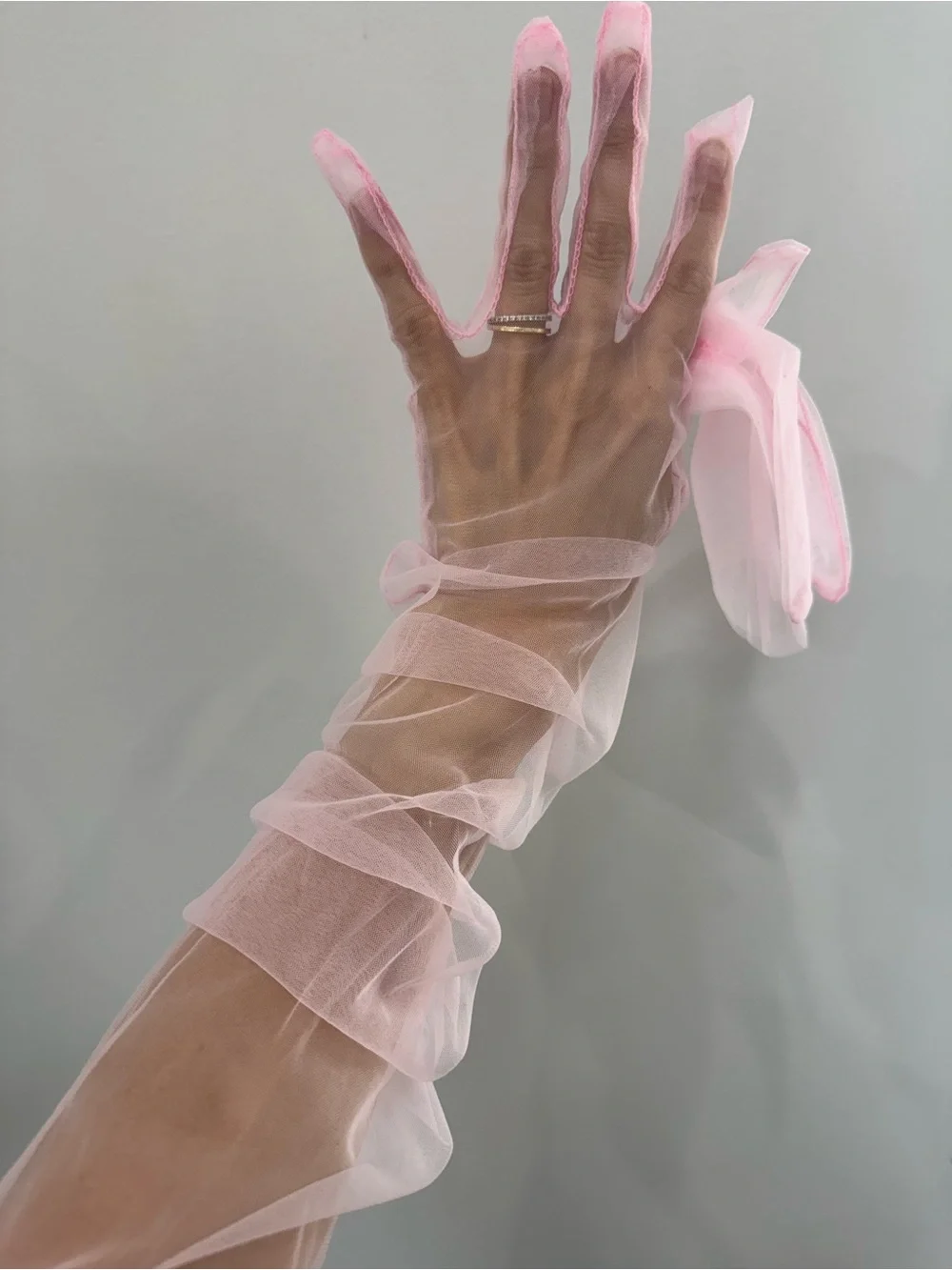 Sheer Balet Pink Opera Gloves
